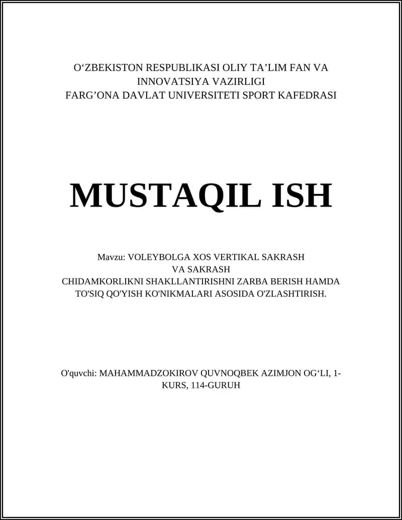 VOLEYBOLGA XOS VERTIKAL SAKRASH VA SAKRASH
