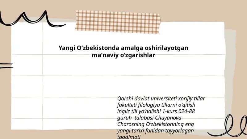 Yangi Oʻzbekistonda amalga oshirilayotgan maʼnaviy oʻzgarishlar
