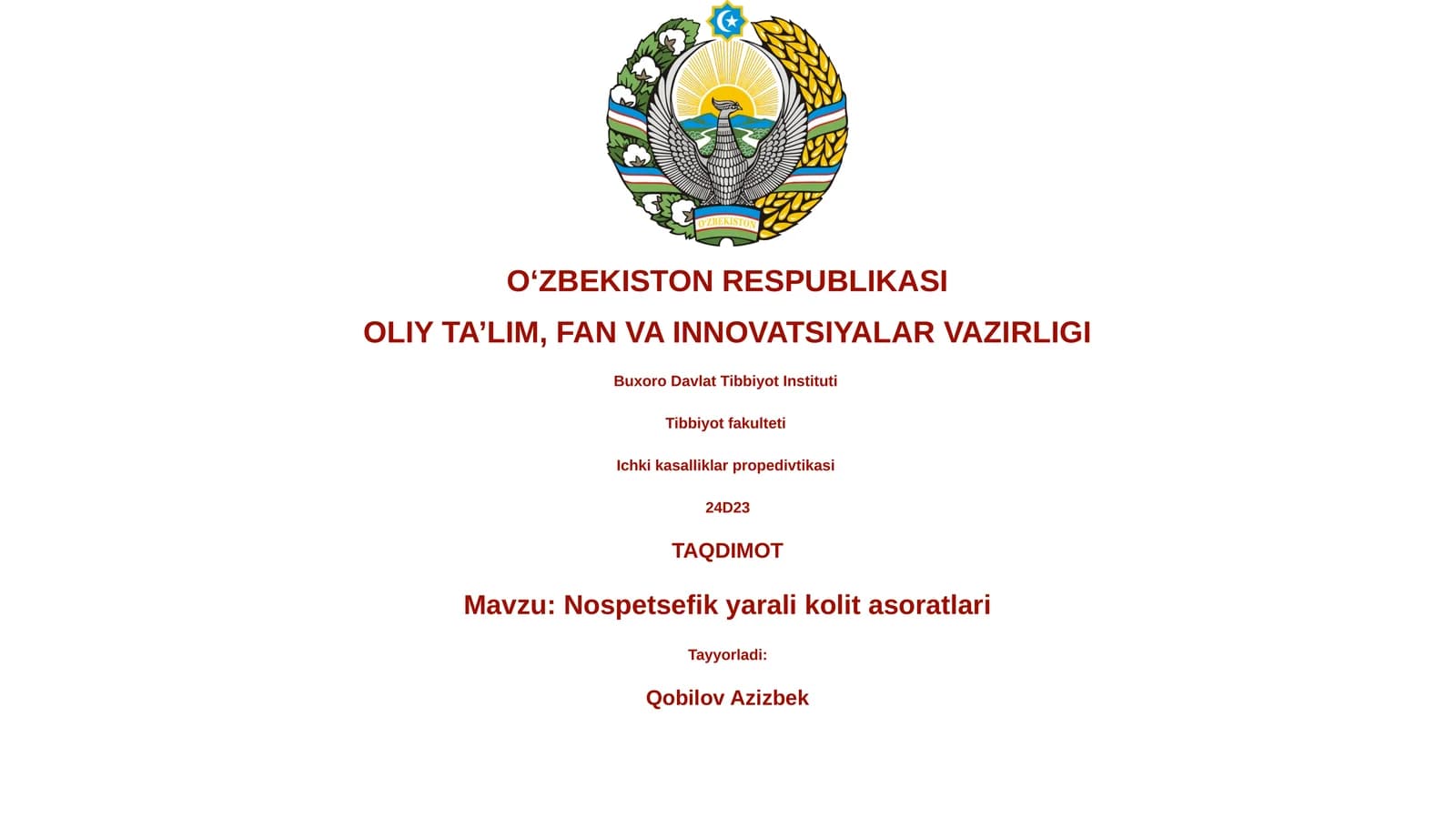 Nospetsefik yarali kolit asoratlari