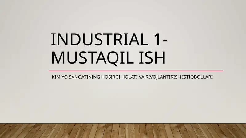 Kimyo sanoati rivojlanishi