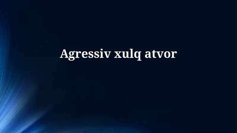 Tajovuzkor Xulqning Sabablari