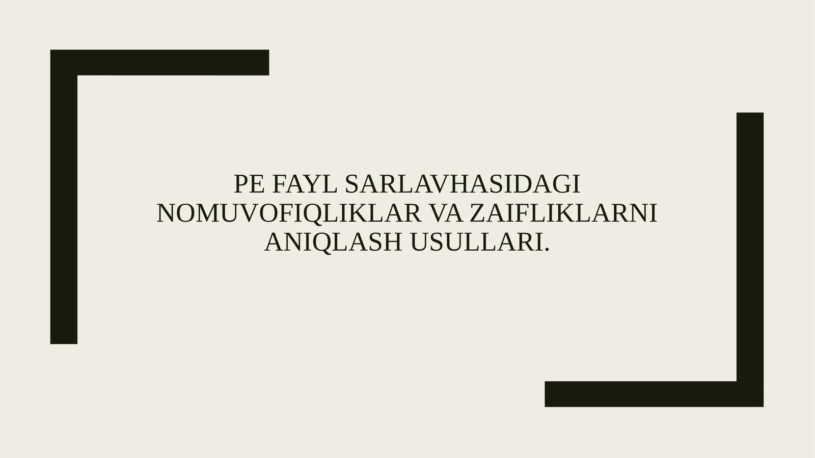 PE fayl sarlavhasidagi nomuvofiqliklar va zaifliklarni aniqlash usullari.
