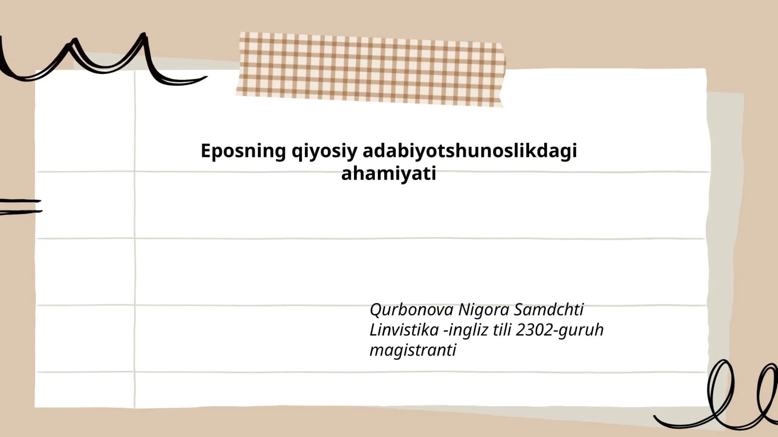 Eposning qiyosiy adabiyotshunoslikdagi ahamiyati