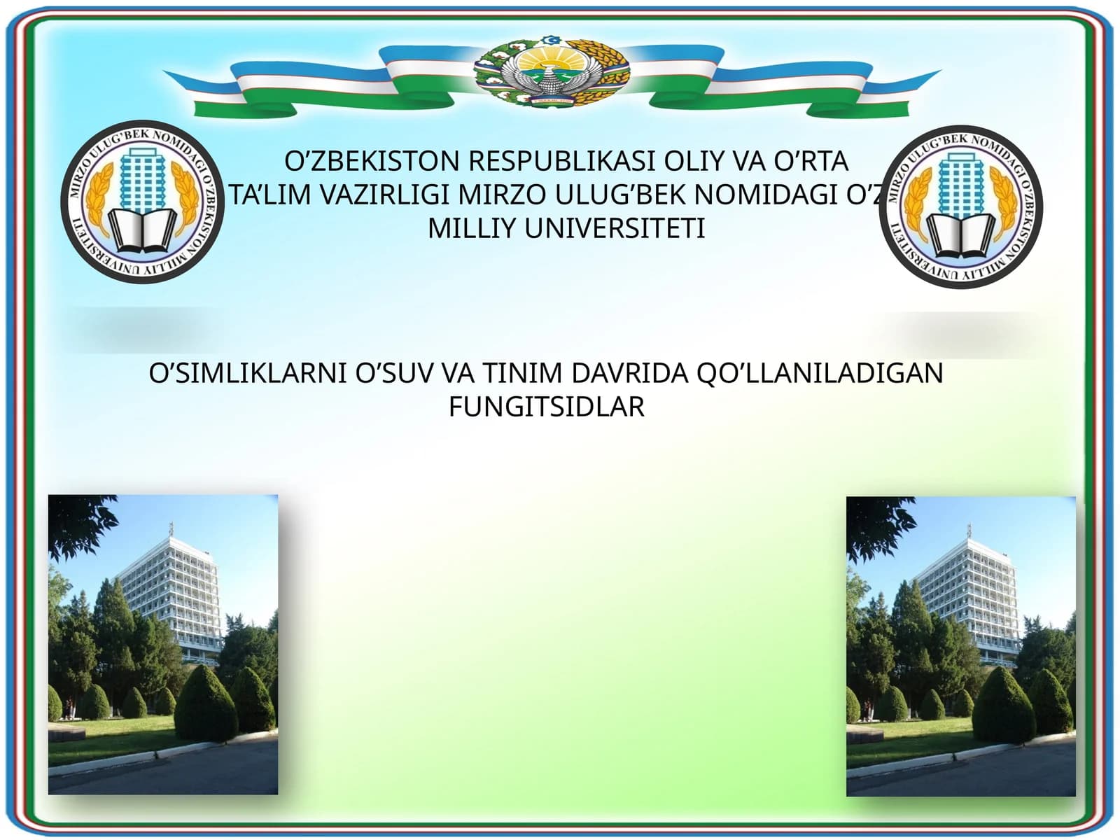 O'simliklarni O'suv va Tinim Davrida Qo'llaniladigan Fungitsidlar