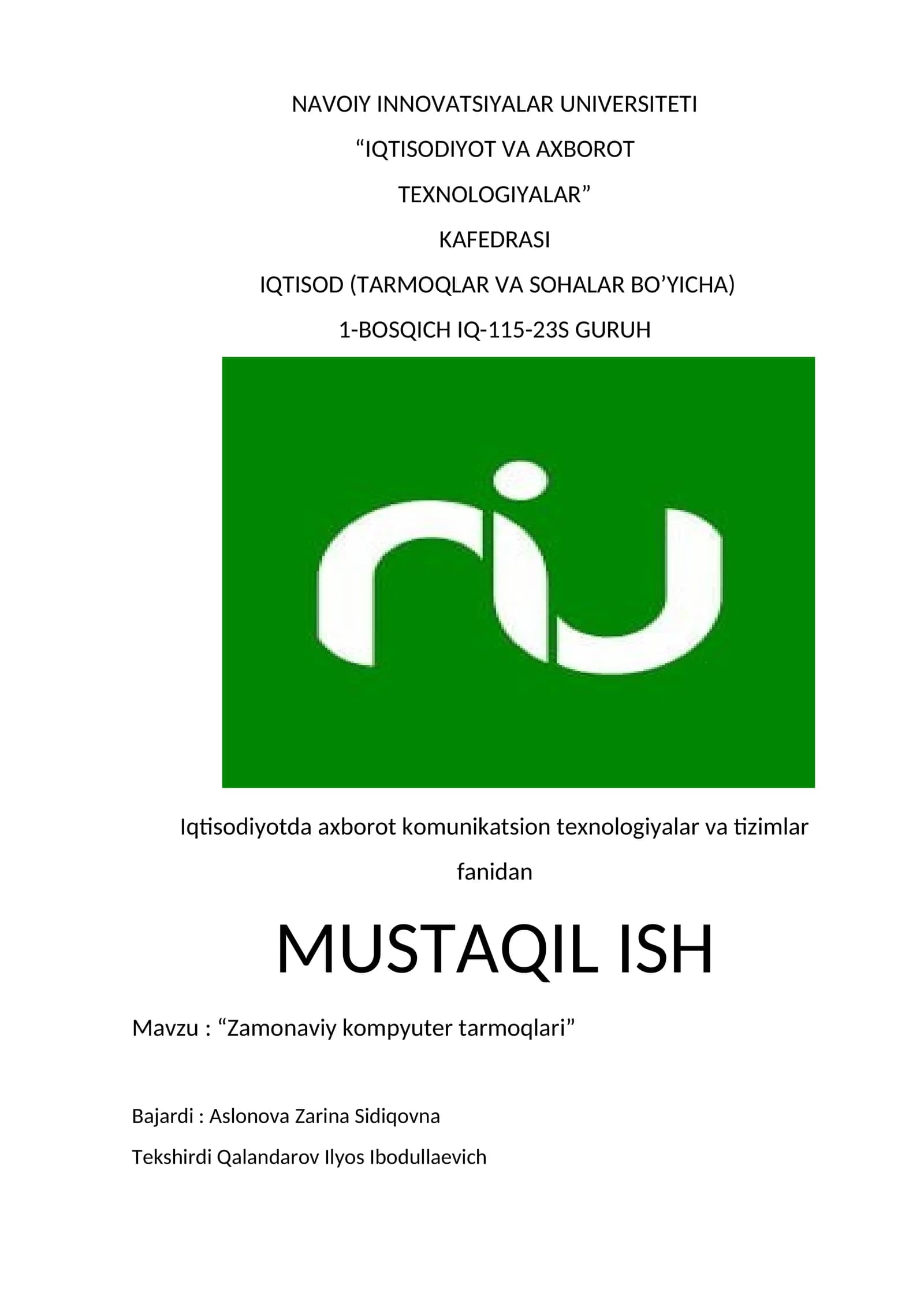 Zamonaviy kompyuter tarmoqlari