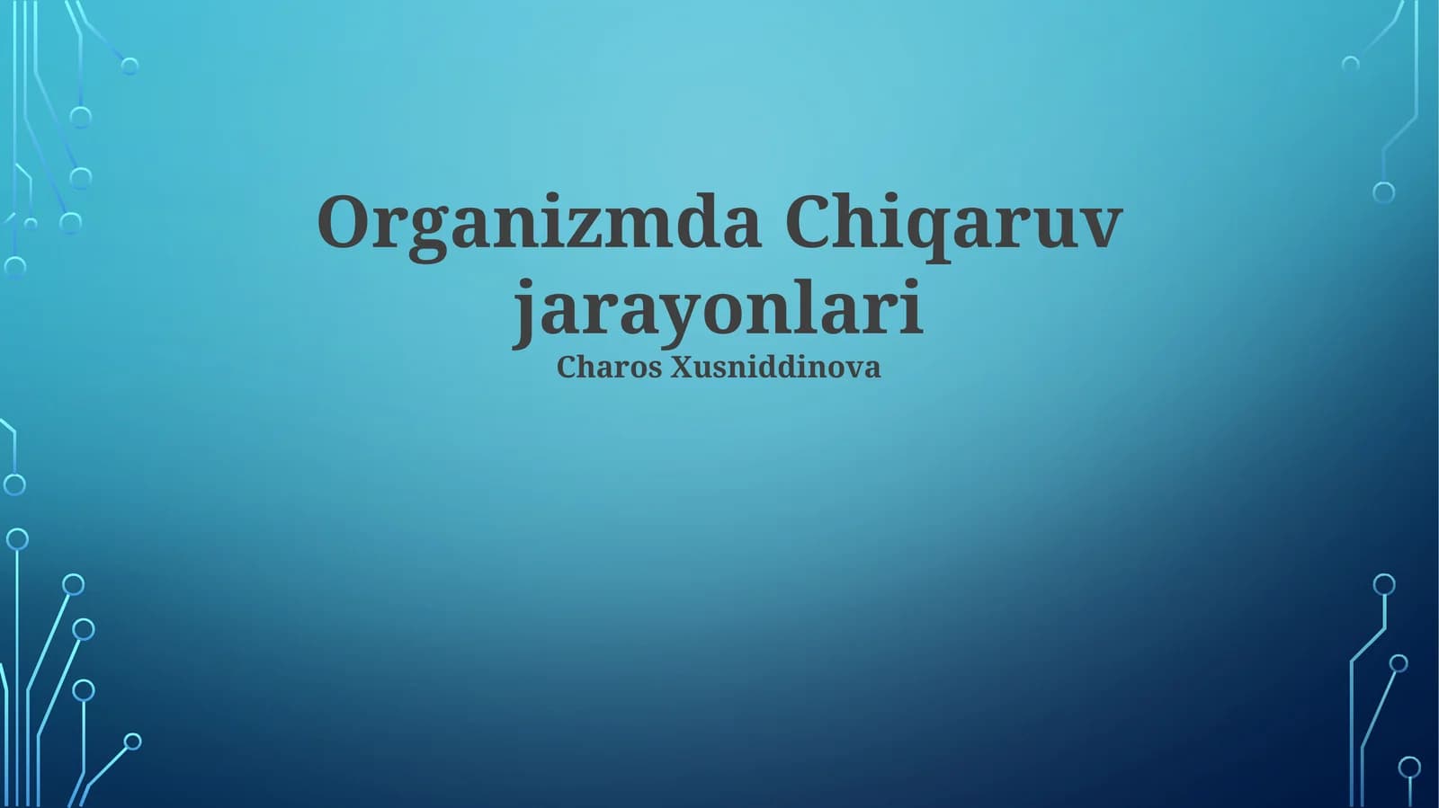 Organizmdagi ajratish jarayonlari va metabolik chiqindilar