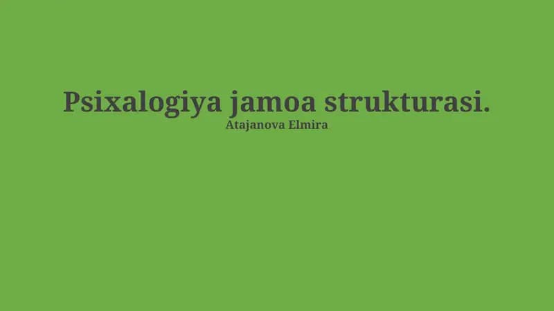 Psixalogiya jamoa strukturasi