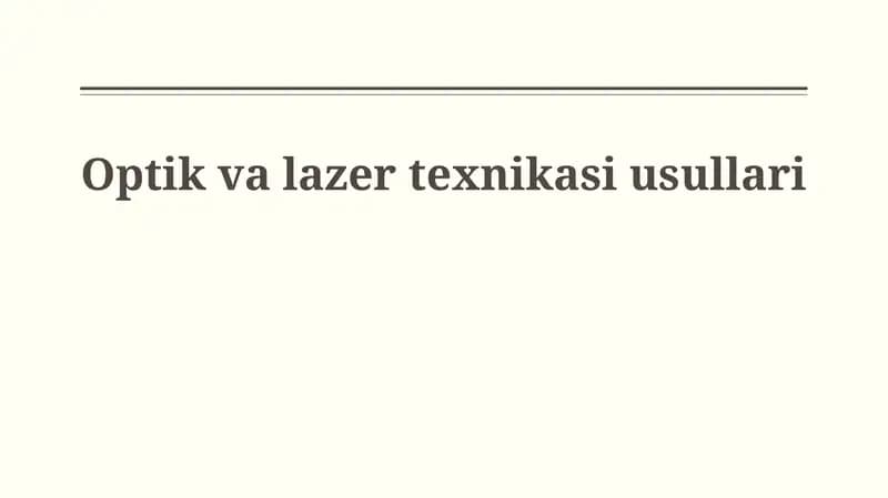 Optika va lazer muhandisligining asoslari