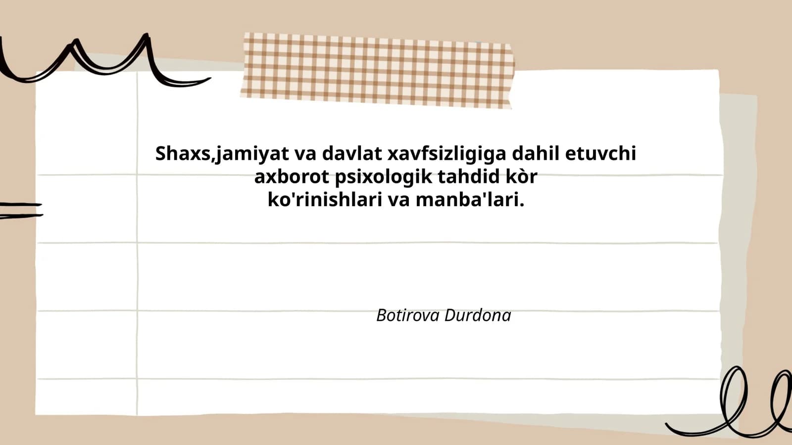 Shaxs, jamiyat va davlat xavfsizligiga dahil etuvchi axborot psixologik tahdid kòr ko'rinishlari va manba'lari