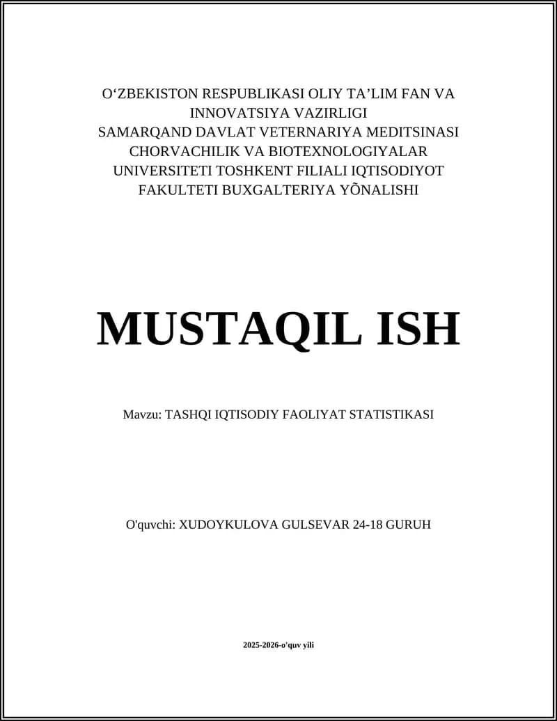 Tashqi iqtisodiy faoliyat statistikasi