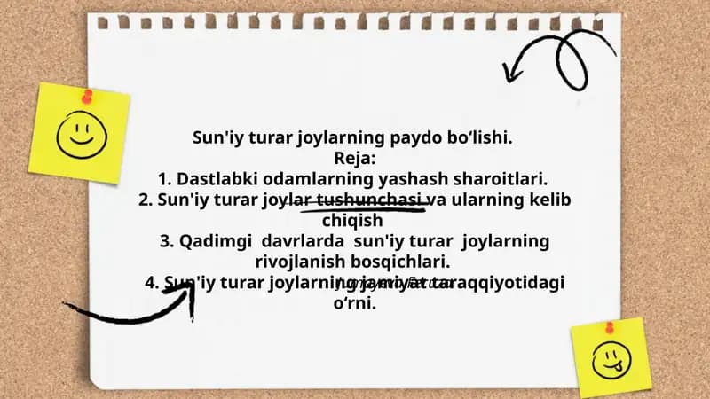 Sun'iy turar joylarning paydo bo‘lishi