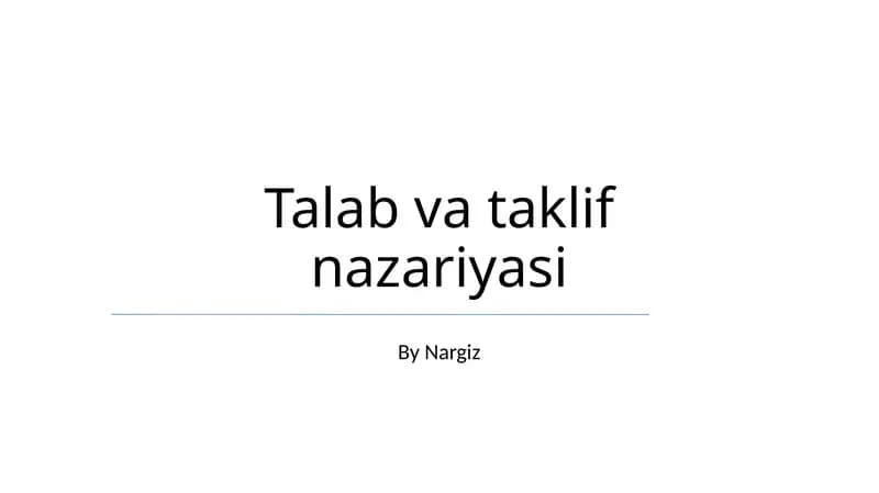 Talab va Taklif Nazariyasi
