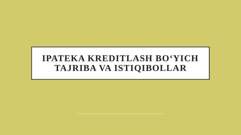 Kreditlash tizimining rivojlanishi va zamonaviy tendensiyalar