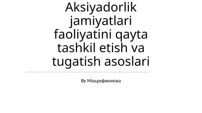 Tuxtashtirish tartibi va natijalari