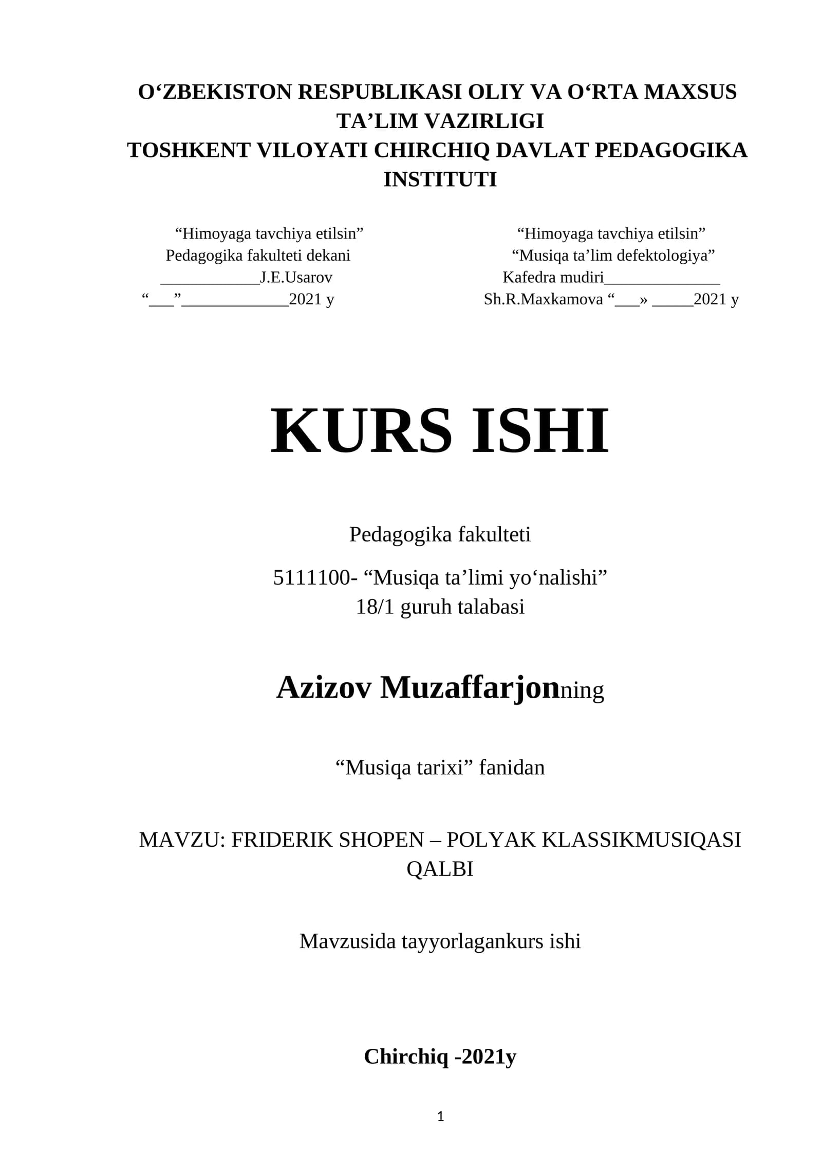FRIDERIK SHOPEN – POLYAK KLASSIKMUSIQASI QALBI