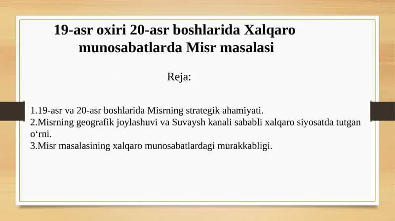 Misrning qishloq xo‘jaligi va iqtisodiy resurslari