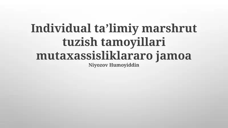 Individualizatsiyalashgan o'qitish ta'rifi