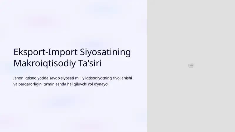 Eksport-Import Siyosatining Makroiqtisodiy Ta'siri