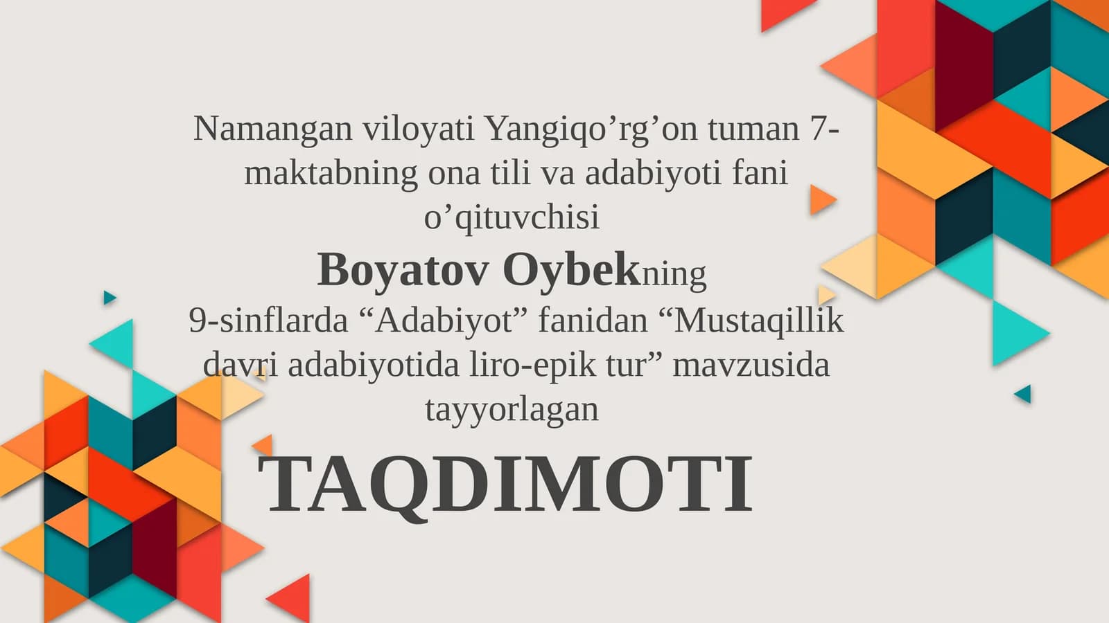 Mustaqillik davri adabiyotida liro-epik tur