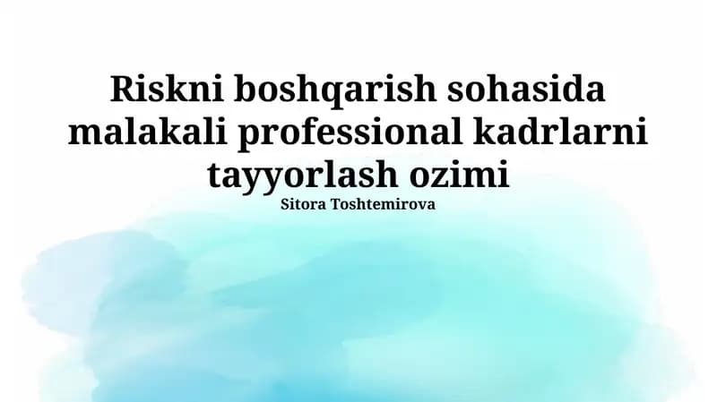 Xatarlarni aniqlash va tahlil qilish metodlari