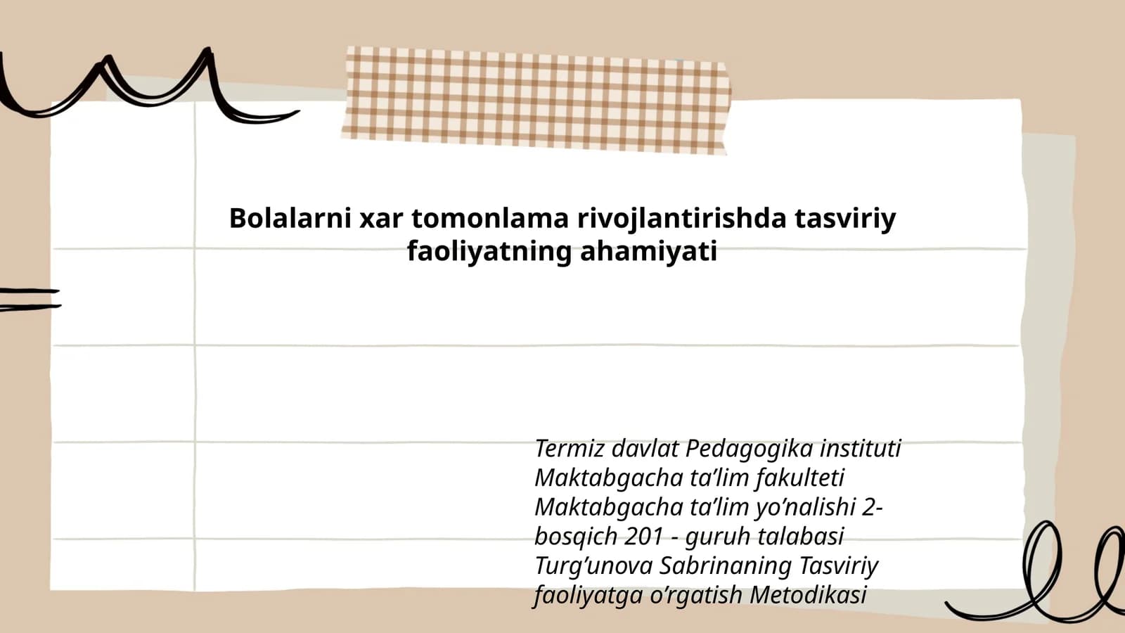Tasviriy faoliyatga o’rgatish Metodikasi