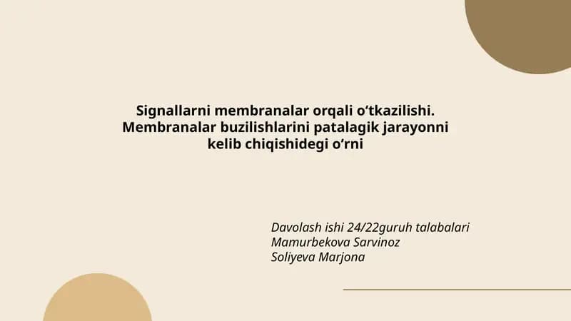 Signallarni membranalar orqali oʻtkazilishi