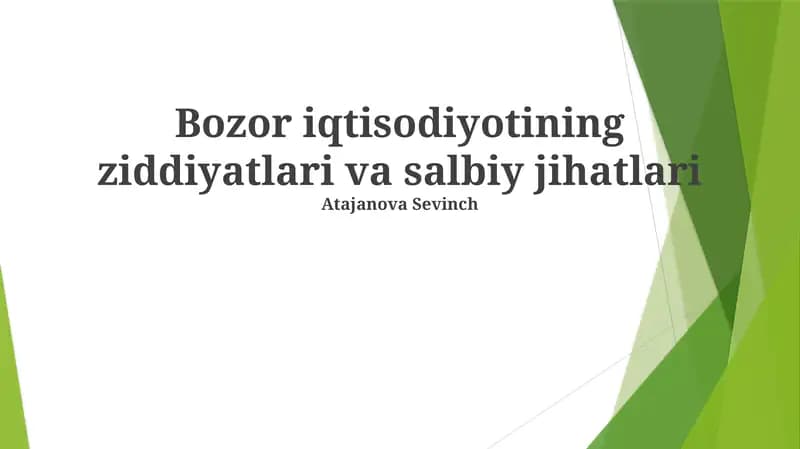 Bozor iqtisodiyotining ziddiyatlari va salbiy jihatlari