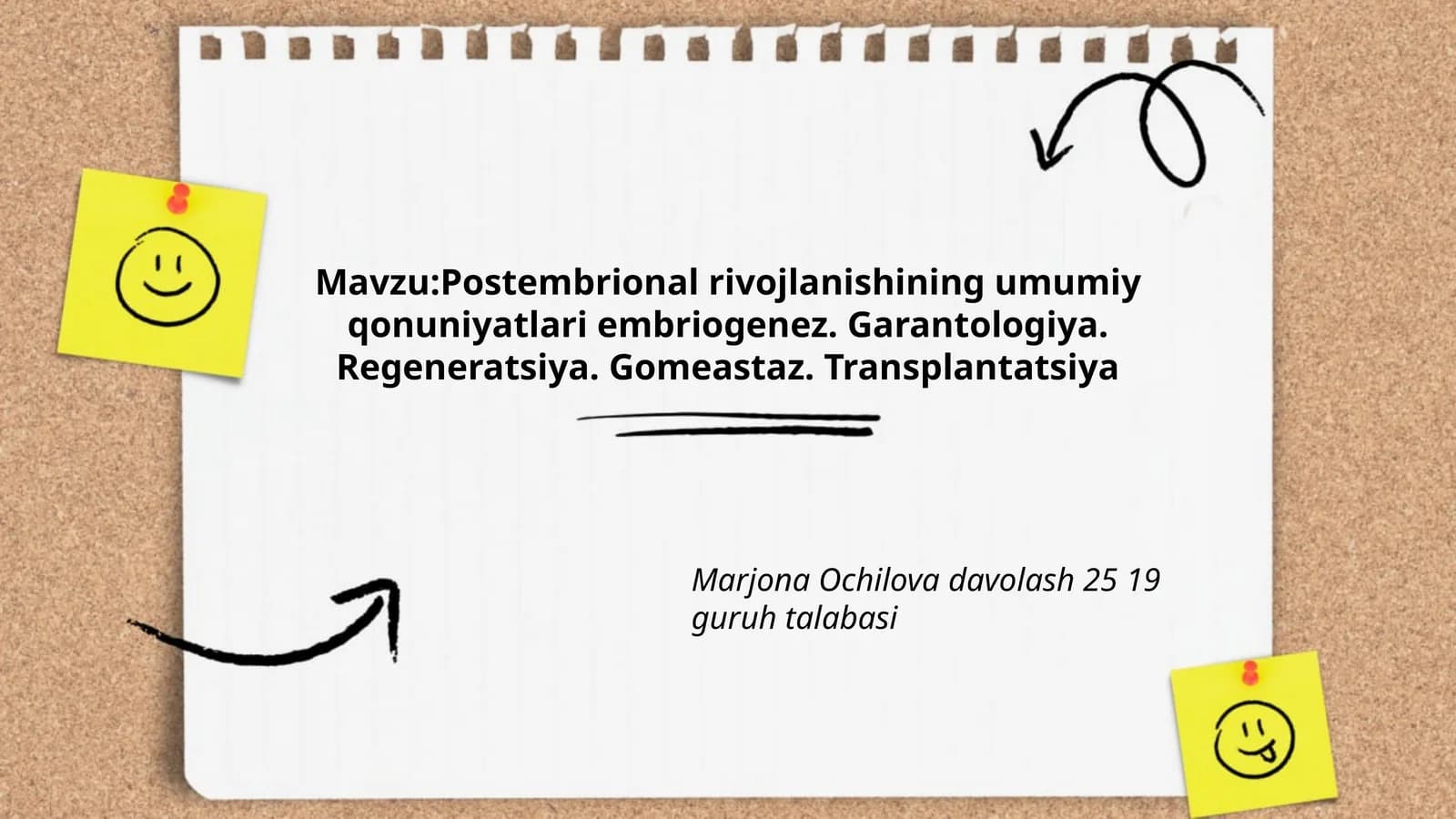Postembrional rivojlanishning umumiy qonuniyatlari embriogenez