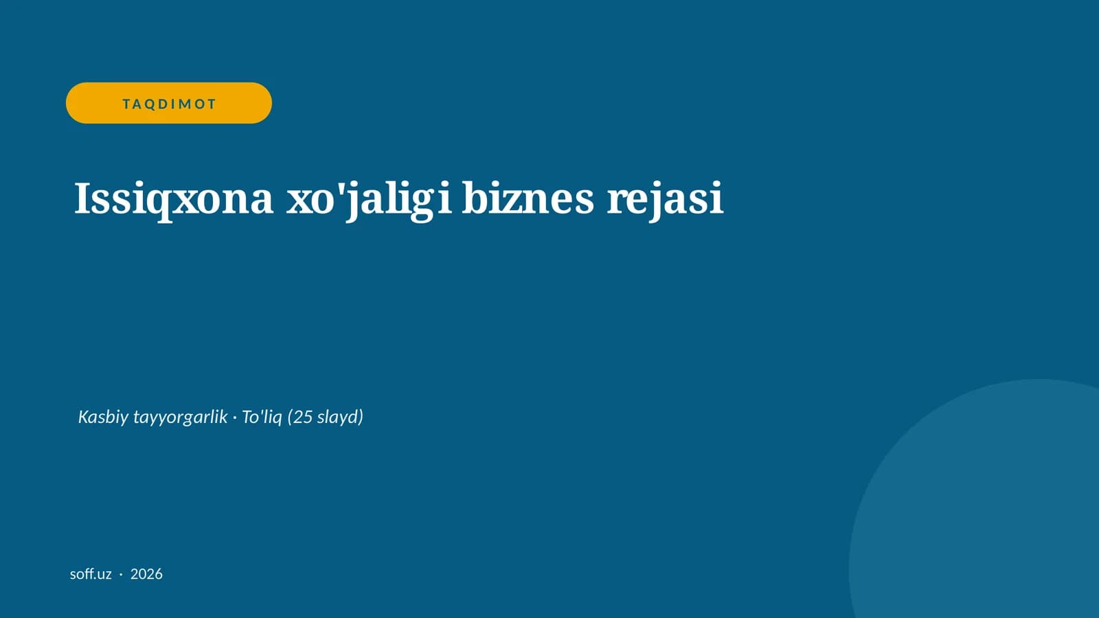 Issiqxona xo'jaligi biznes rejasi