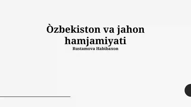 O'zbekiston va jahon hamjamiyati
