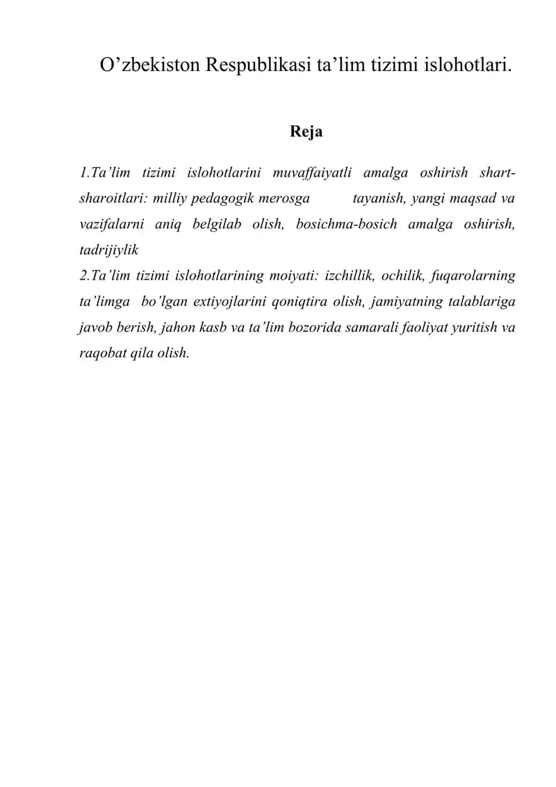 Ta'limga bo'lgan extiyojlar