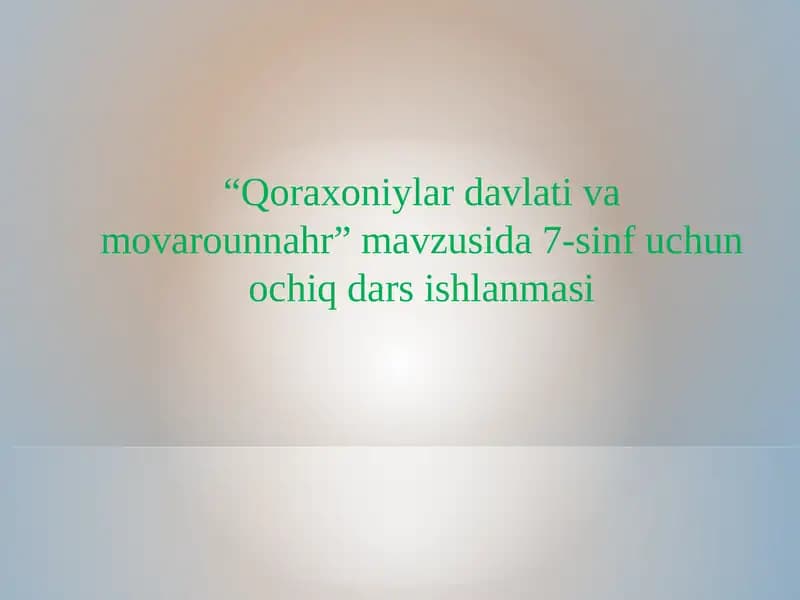 Qoraxoniylar davlati va movarounnahr