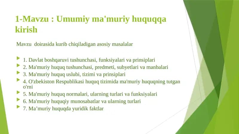 Umumiy ma'muriy huquqqa kirish