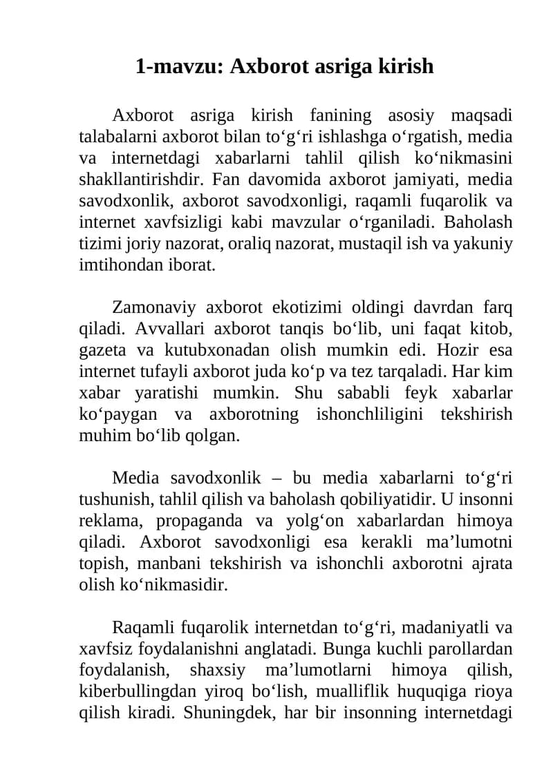 Axborot asriga kirish