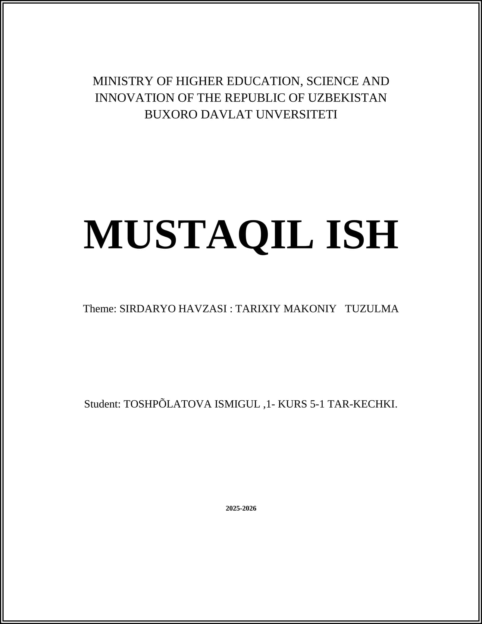SIRDARYO HAVZASINING TARIXIY MAKONLARI