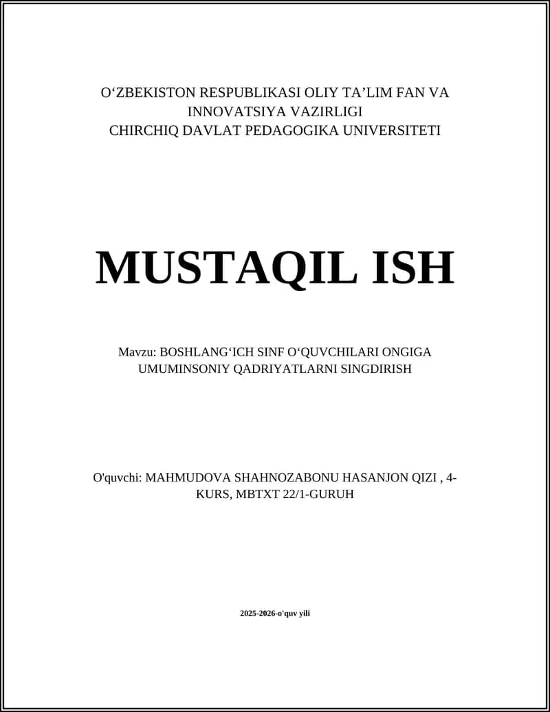 Oʻzaro hurmat va odob-axloqni shakllantirish
