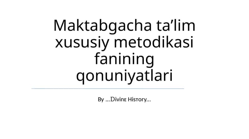 Maktabgacha taʼlim xususiy metodikasi fanining qonuniyatlari