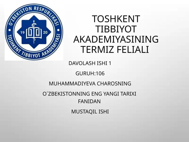 O‘zbekistonning eng yangi tarixi