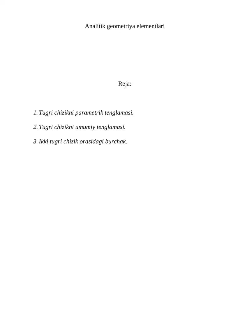 Analitik geometriya elementlari