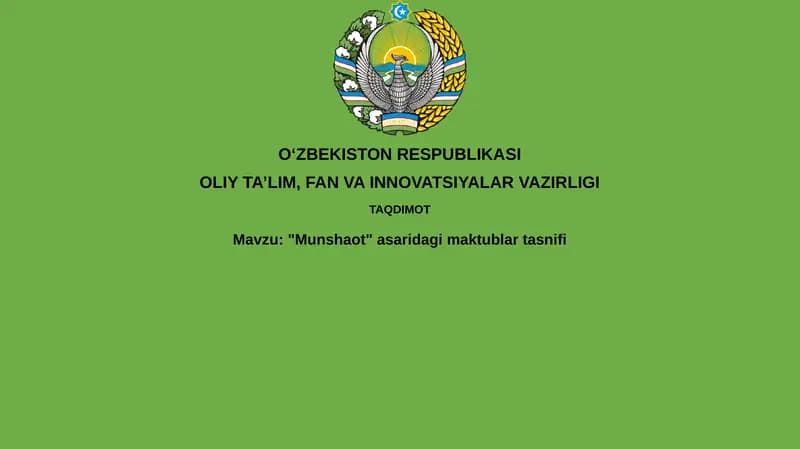 "Munshaot" asaridagi xatlarning tematik va janriy tasnifi