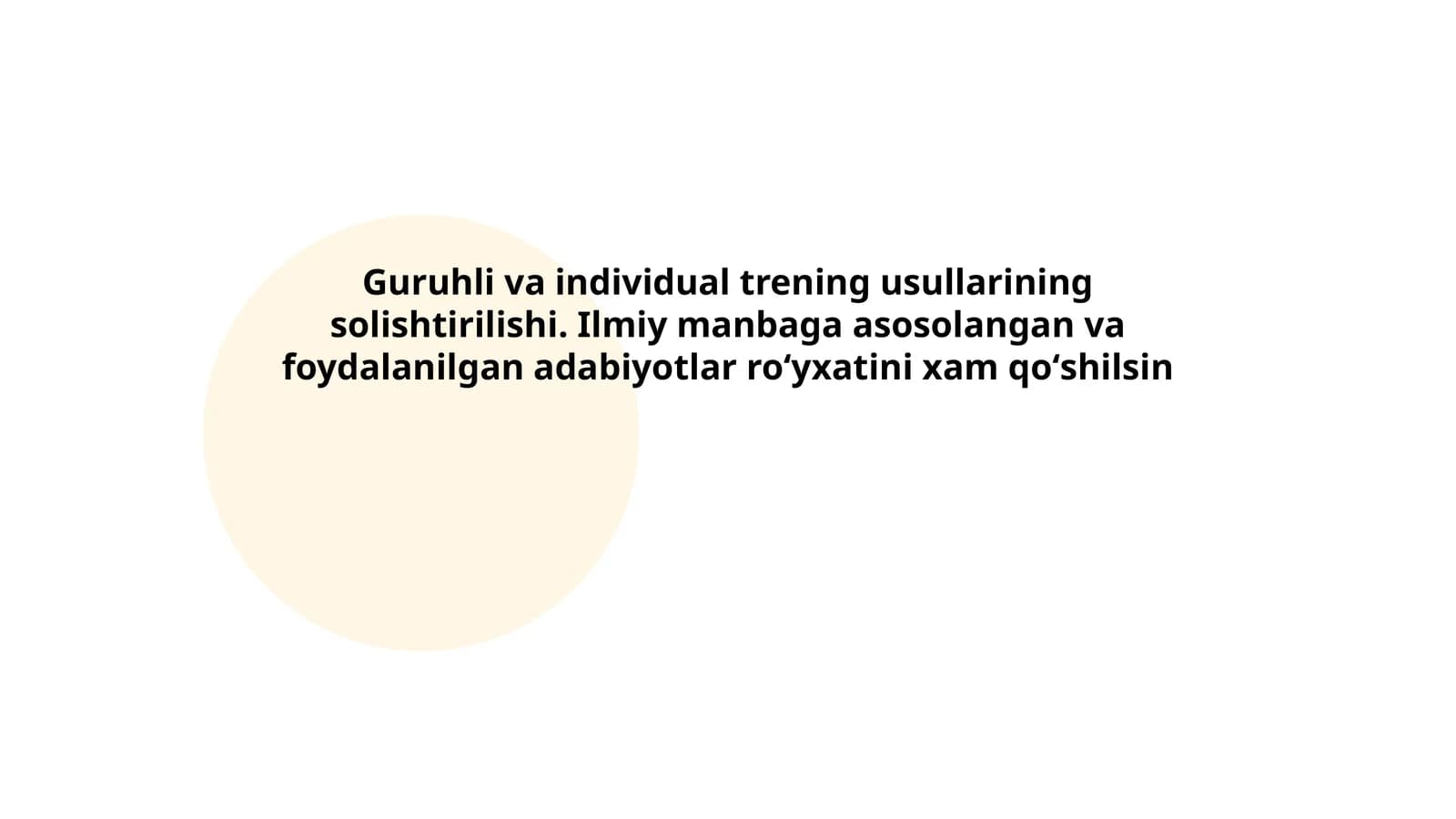 Guruhli va individual trening usullarining solishtirilishi