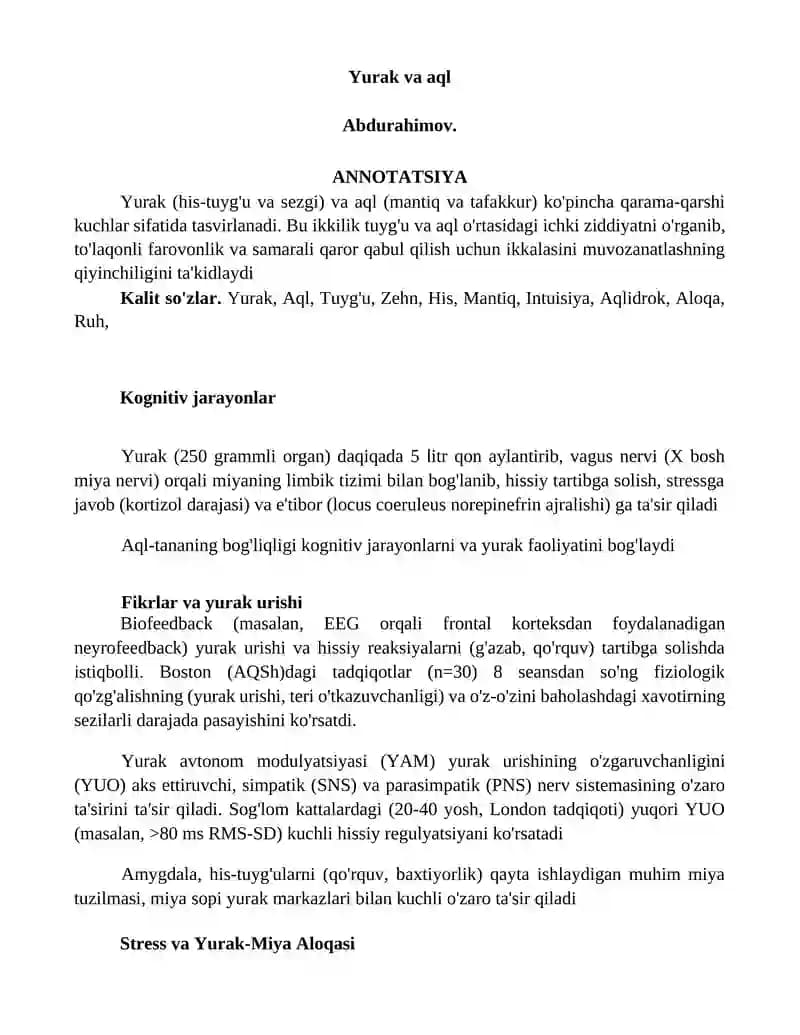 Yurak va aql