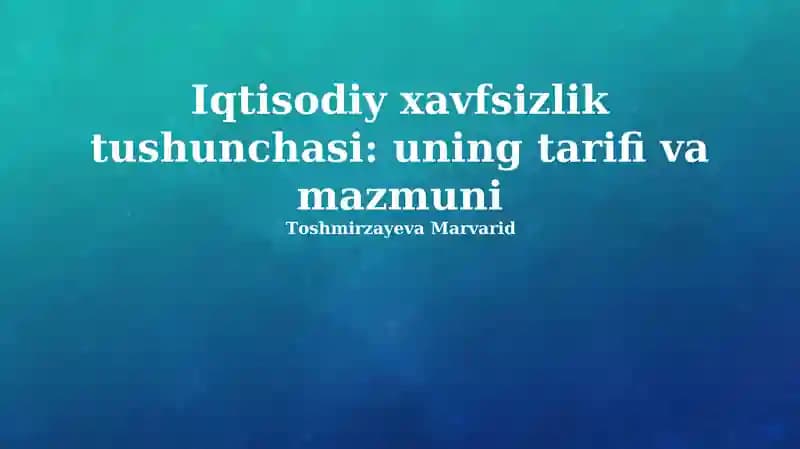 Iqtisodiy xavfsizlik tushunchasi
