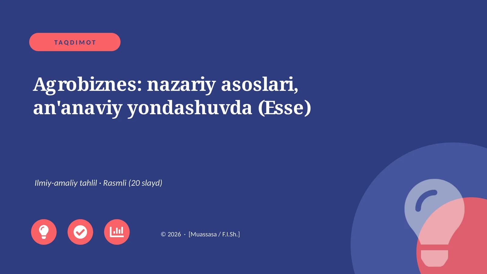 Agrobiznes: nazariy asoslari, an'anaviy yondashuvda (Esse)