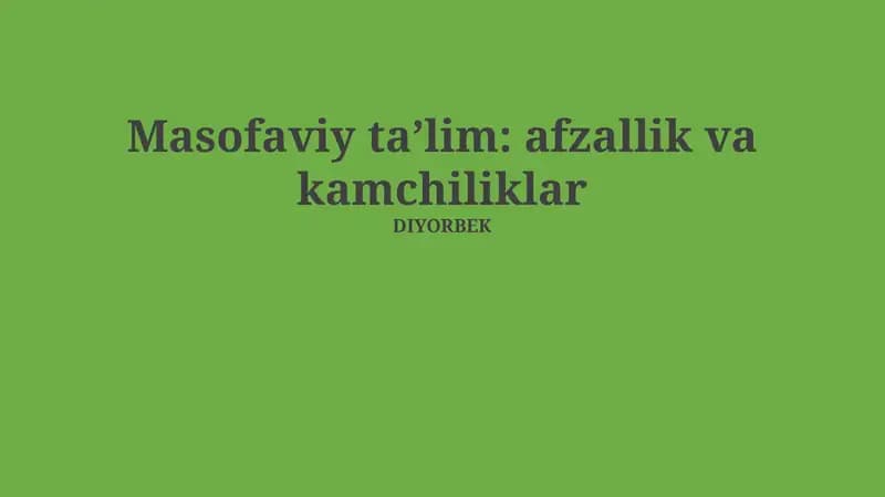 Masofaviy ta'lim