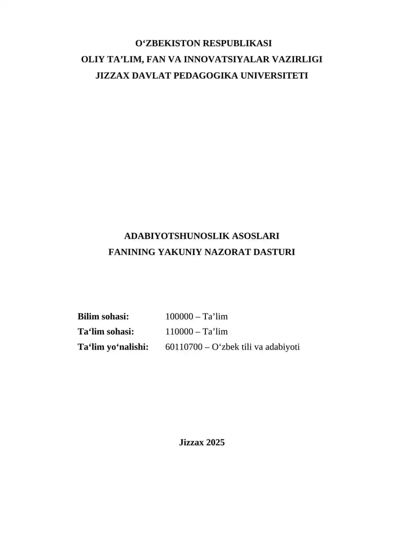Adabiyotshunoslik asoslari