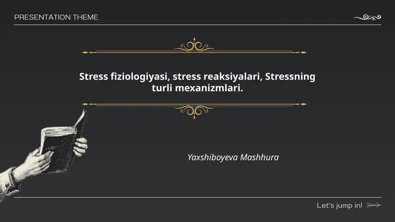 Stress fiziologiyasi, stress reaksiyalari, Stressning turli mexanizmlari.