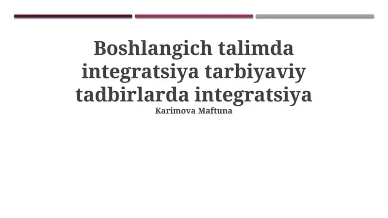 Integratsiya tarbiyaviy tadbirlarda integratsiya