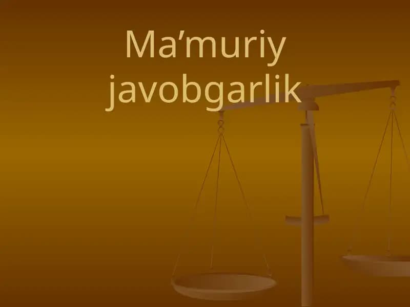 Ma'muriy javobgarlik to`g`risidagi qonun hujjatlari
