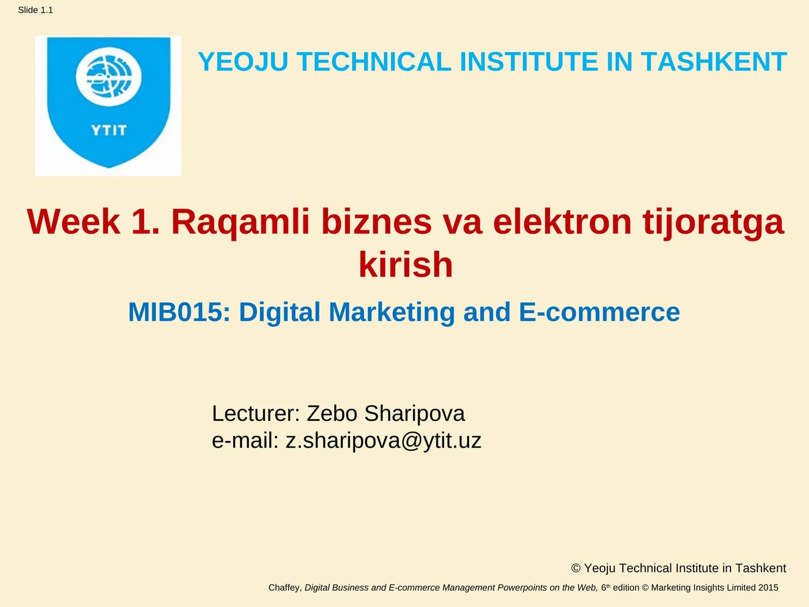MIB015: Digital Marketing and E-commerce